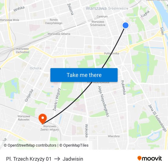 Pl. Trzech Krzyży 01 to Jadwisin map