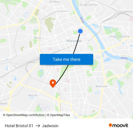 Hotel Bristol to Jadwisin map