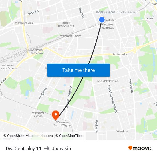 Dw. Centralny 11 to Jadwisin map