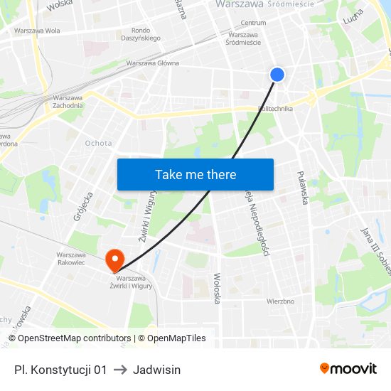 Pl. Konstytucji 01 to Jadwisin map