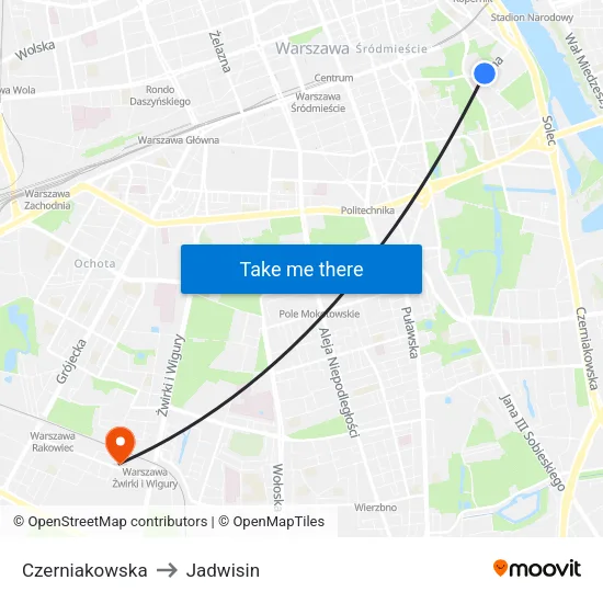 Czerniakowska to Jadwisin map