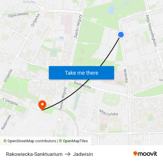 Rakowiecka-Sanktuarium to Jadwisin map