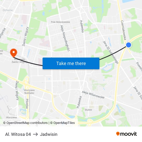 Al. Witosa 04 to Jadwisin map