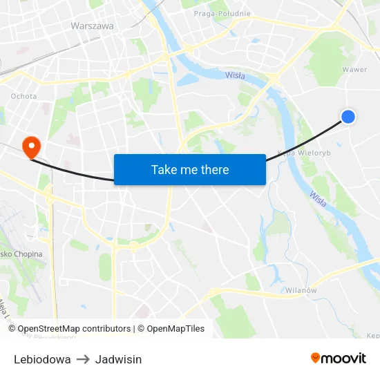 Lebiodowa to Jadwisin map