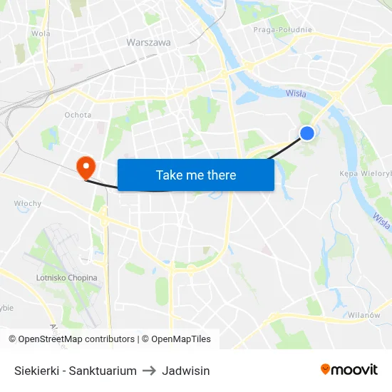 Siekierki - Sanktuarium to Jadwisin map