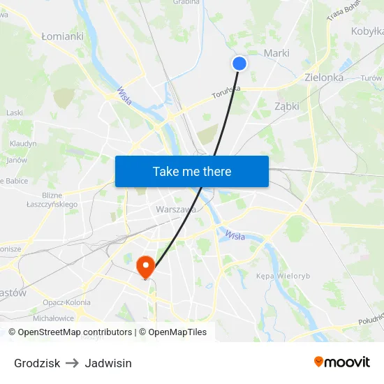 Grodzisk to Jadwisin map