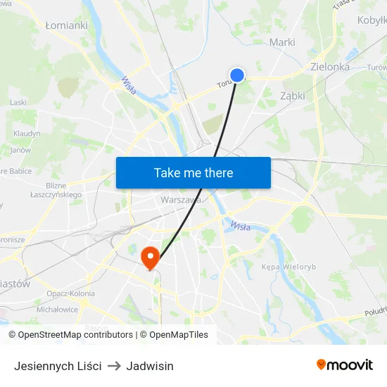 Jesiennych Liści to Jadwisin map