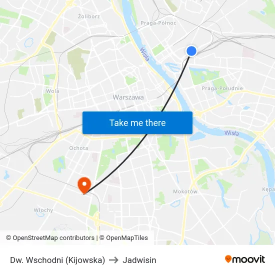 Dw. Wschodni (Kijowska) to Jadwisin map