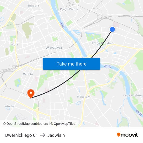 Dwernickiego to Jadwisin map