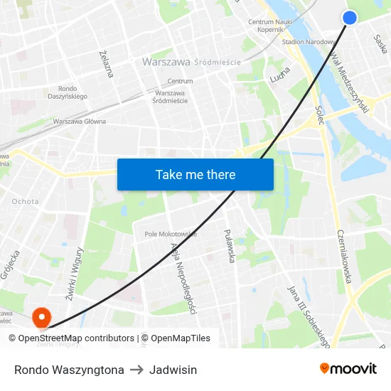 Rondo Waszyngtona to Jadwisin map