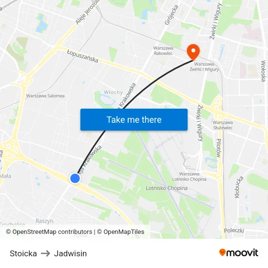 Stoicka to Jadwisin map