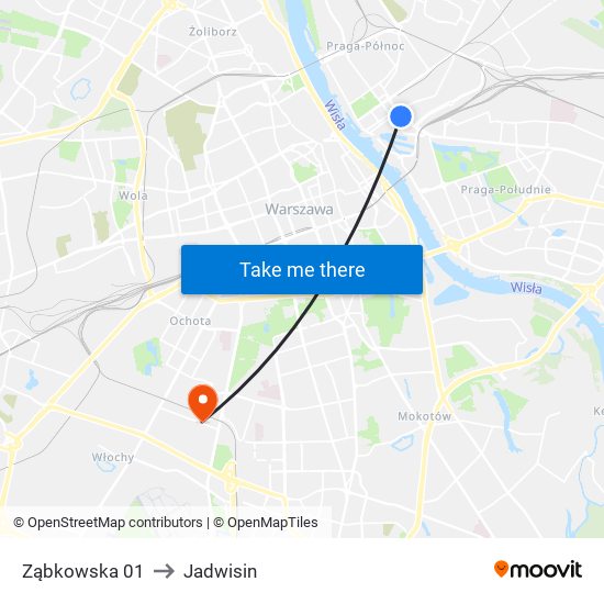 Ząbkowska to Jadwisin map