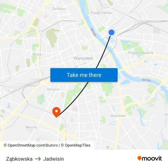 Ząbkowska to Jadwisin map