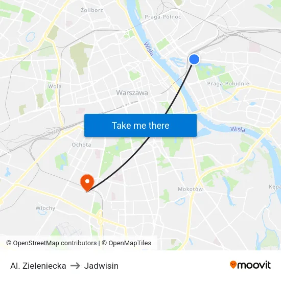 Al. Zieleniecka to Jadwisin map