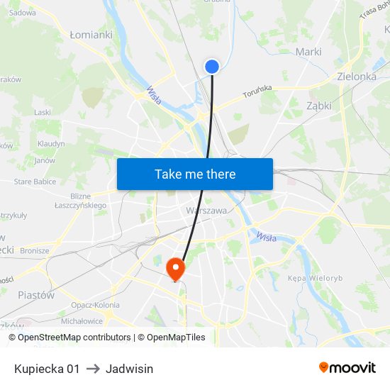 Kupiecka to Jadwisin map