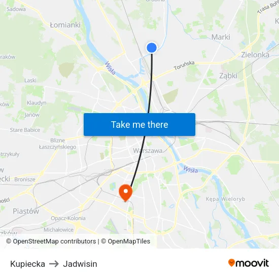 Kupiecka to Jadwisin map
