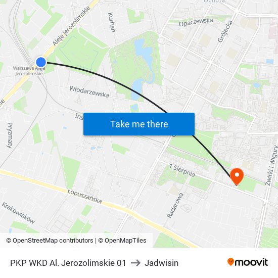 PKP WKD Al. Jerozolimskie 01 to Jadwisin map