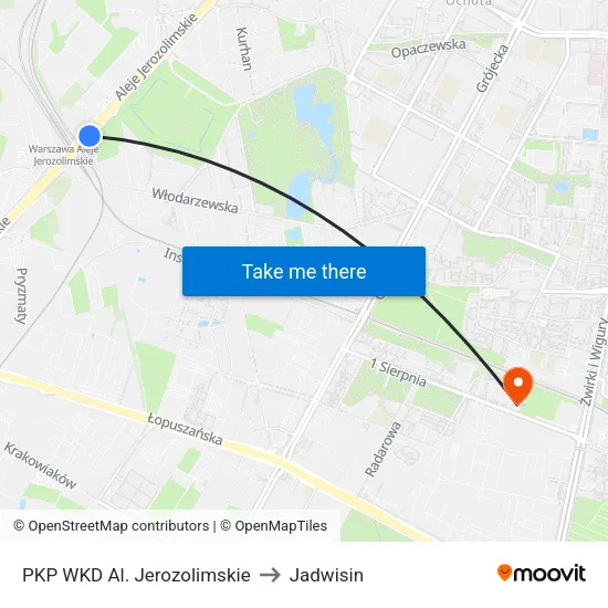 PKP WKD Al. Jerozolimskie to Jadwisin map