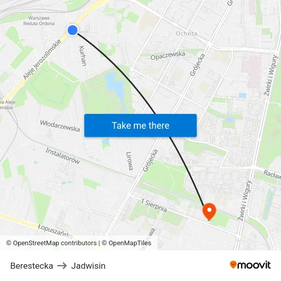 Berestecka to Jadwisin map