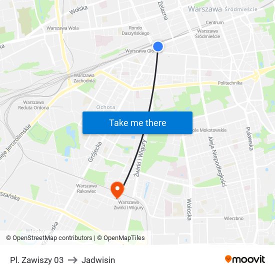 Pl. Zawiszy 03 to Jadwisin map