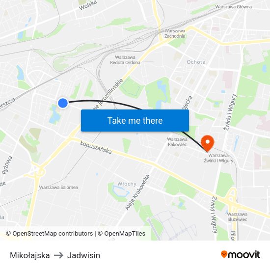 Mikołajska to Jadwisin map