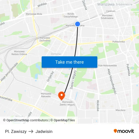 Pl. Zawiszy to Jadwisin map