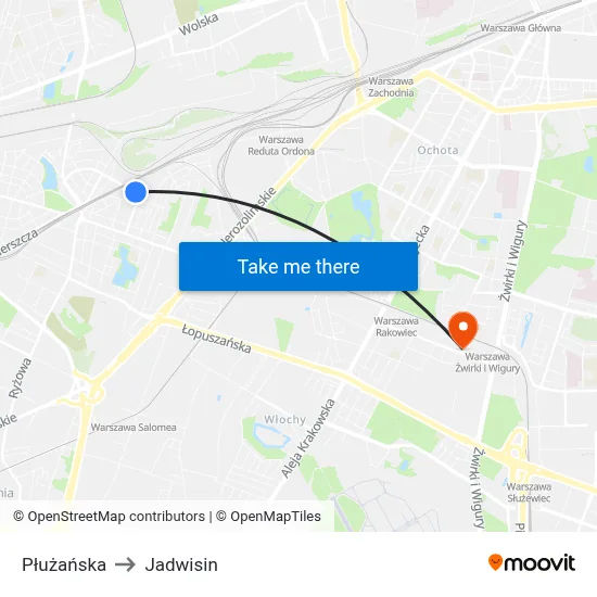 Płużańska to Jadwisin map