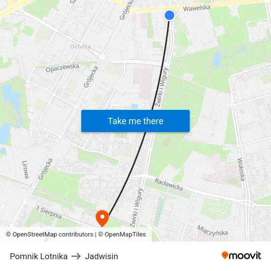 Pomnik Lotnika to Jadwisin map