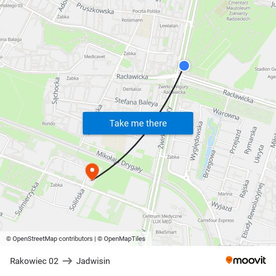 Rakowiec 02 to Jadwisin map