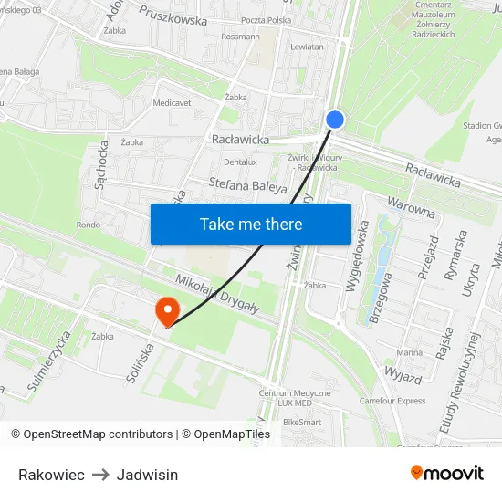 Rakowiec to Jadwisin map