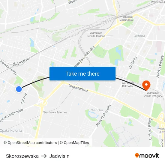 Skoroszewska to Jadwisin map