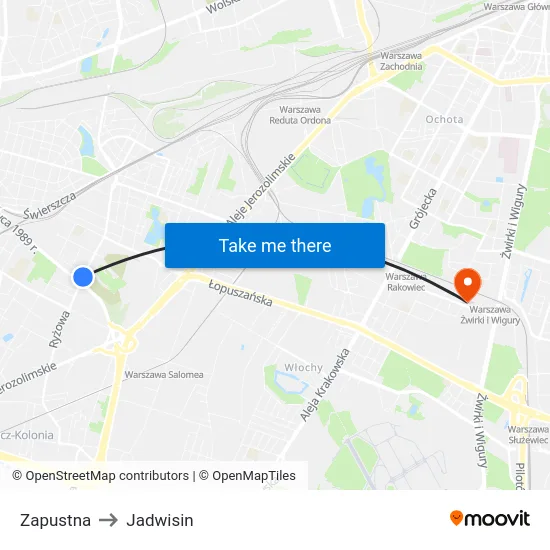 Zapustna to Jadwisin map