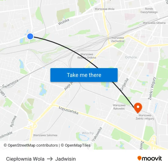 Ciepłownia Wola to Jadwisin map