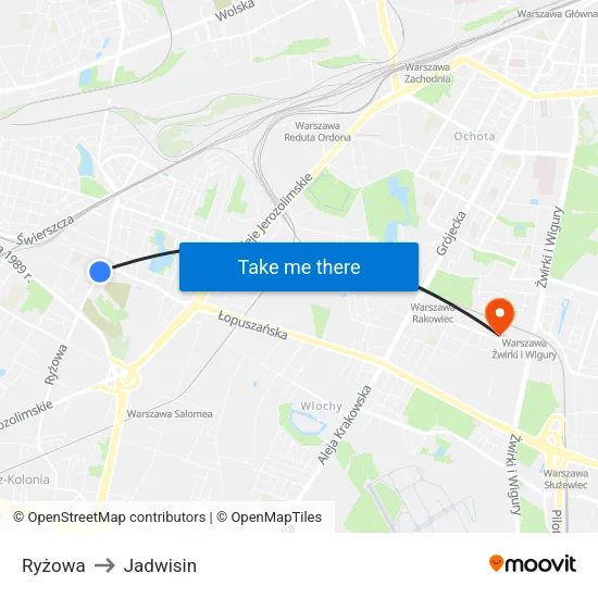 Ryżowa to Jadwisin map