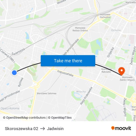 Skoroszewska to Jadwisin map