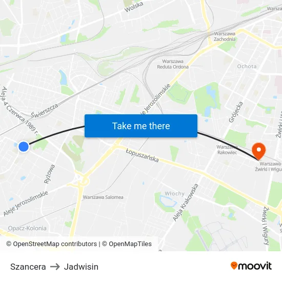 Szancera to Jadwisin map