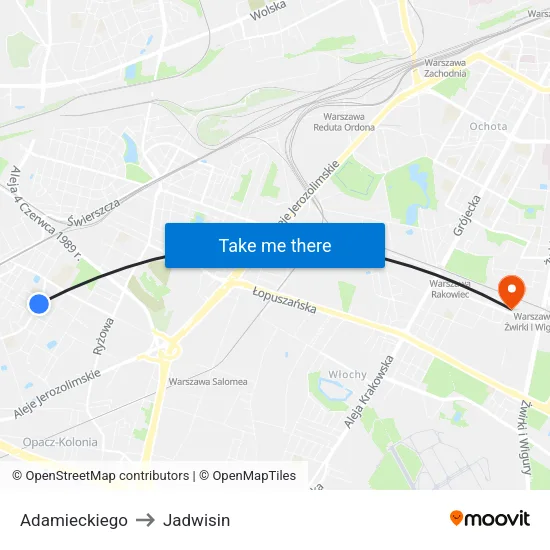 Adamieckiego to Jadwisin map