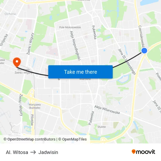 Al. Witosa to Jadwisin map