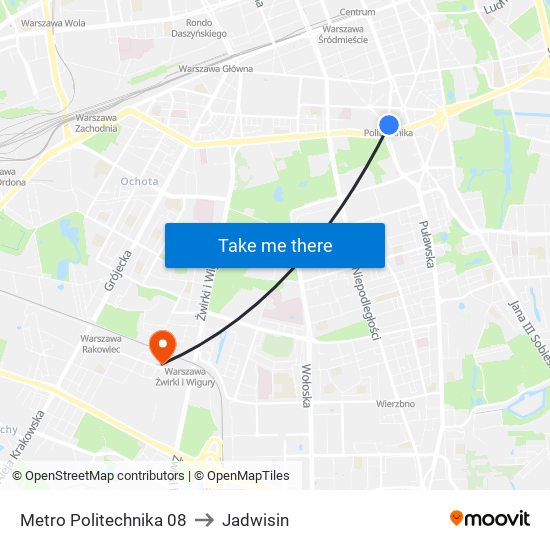 Metro Politechnika to Jadwisin map