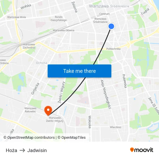 Hoża to Jadwisin map
