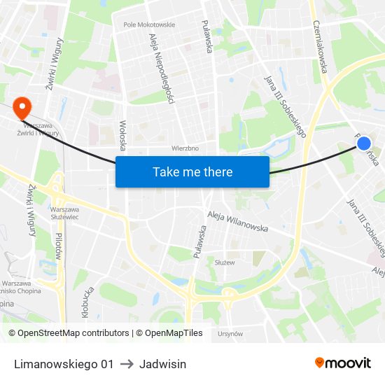 Limanowskiego 01 to Jadwisin map