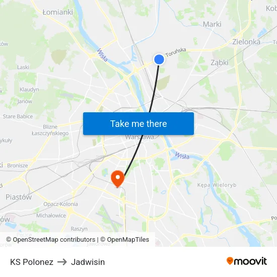 KS Polonez to Jadwisin map
