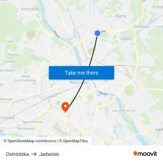 Ostródzka to Jadwisin map