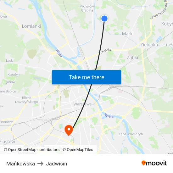 Mańkowska to Jadwisin map