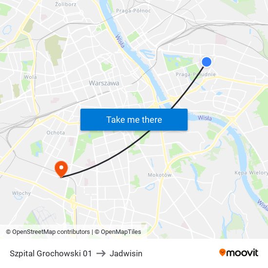 Szpital Grochowski to Jadwisin map