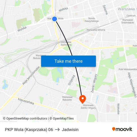 PKP Wola (Kasprzaka) to Jadwisin map