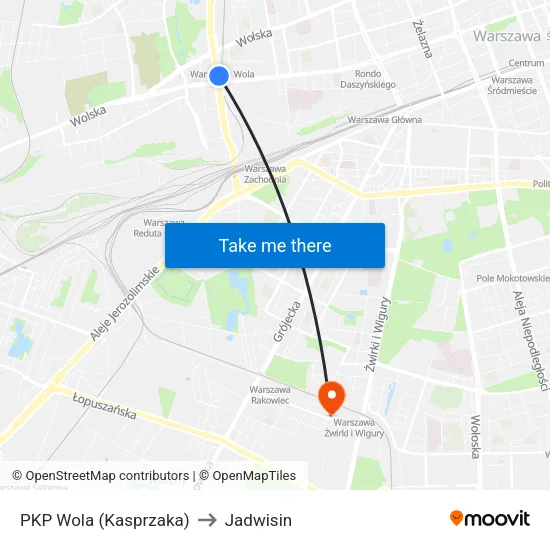 PKP Wola (Kasprzaka) to Jadwisin map