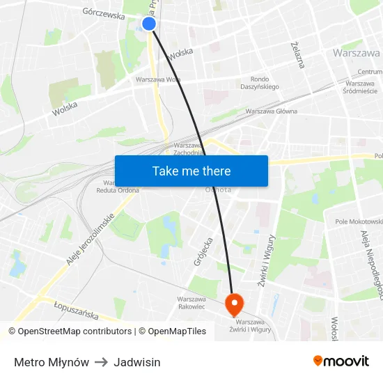 Metro Młynów to Jadwisin map