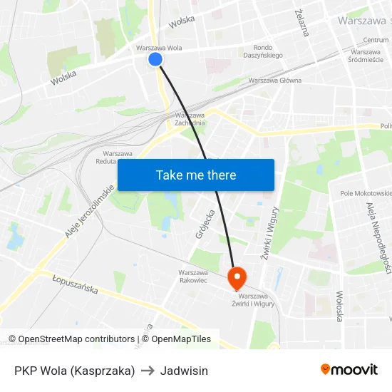 PKP Wola (Kasprzaka) to Jadwisin map