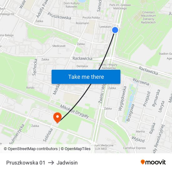 Pruszkowska 01 to Jadwisin map